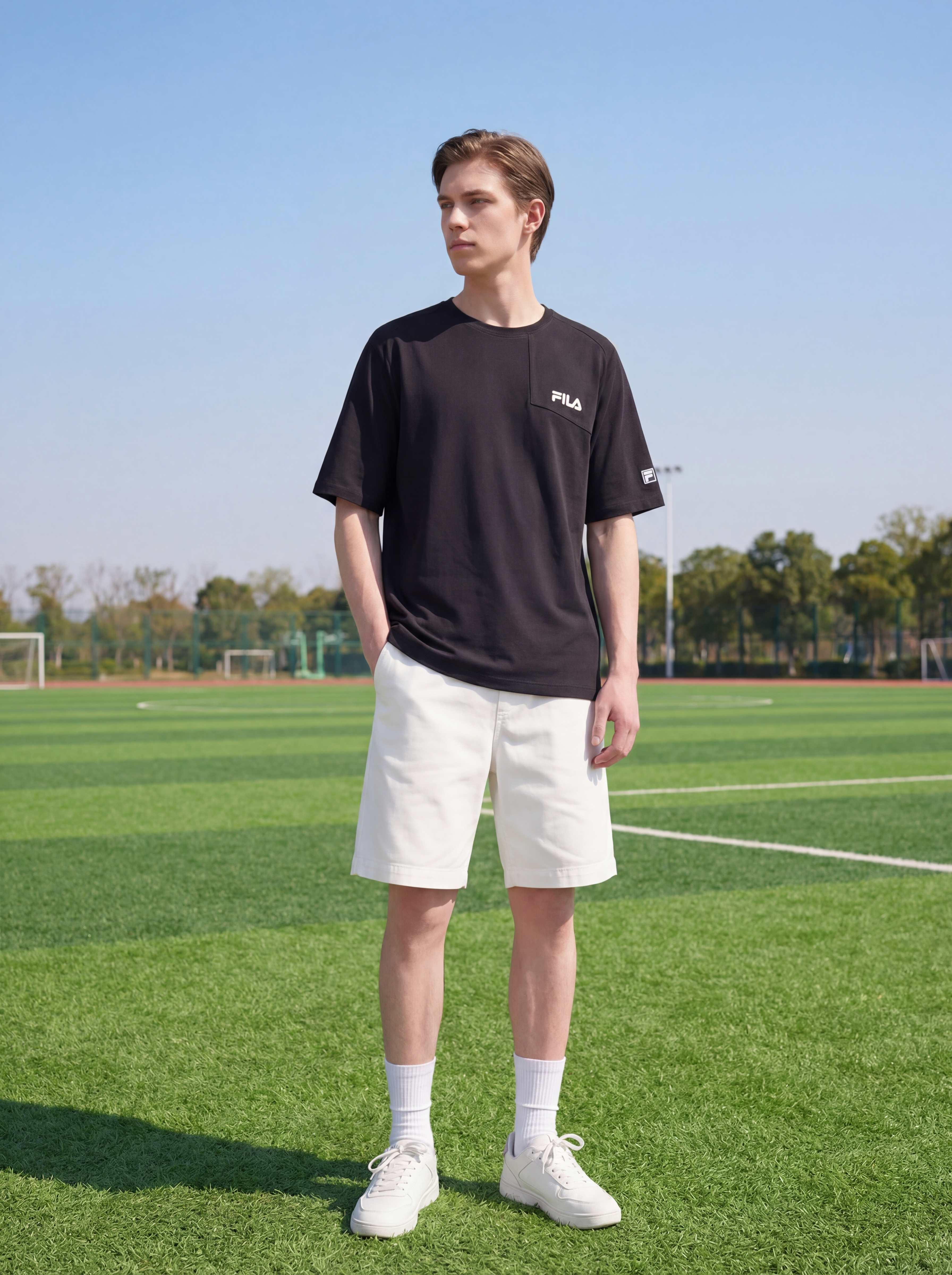 FL013-2026 FILA Men's  Áo thun tay ngắn cổ tròn dáng rộng mới