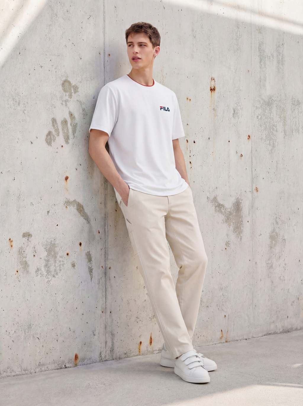 FL009-2026 FILA  Áo thun nam tay ngắn cổ tròn dáng rộng mới