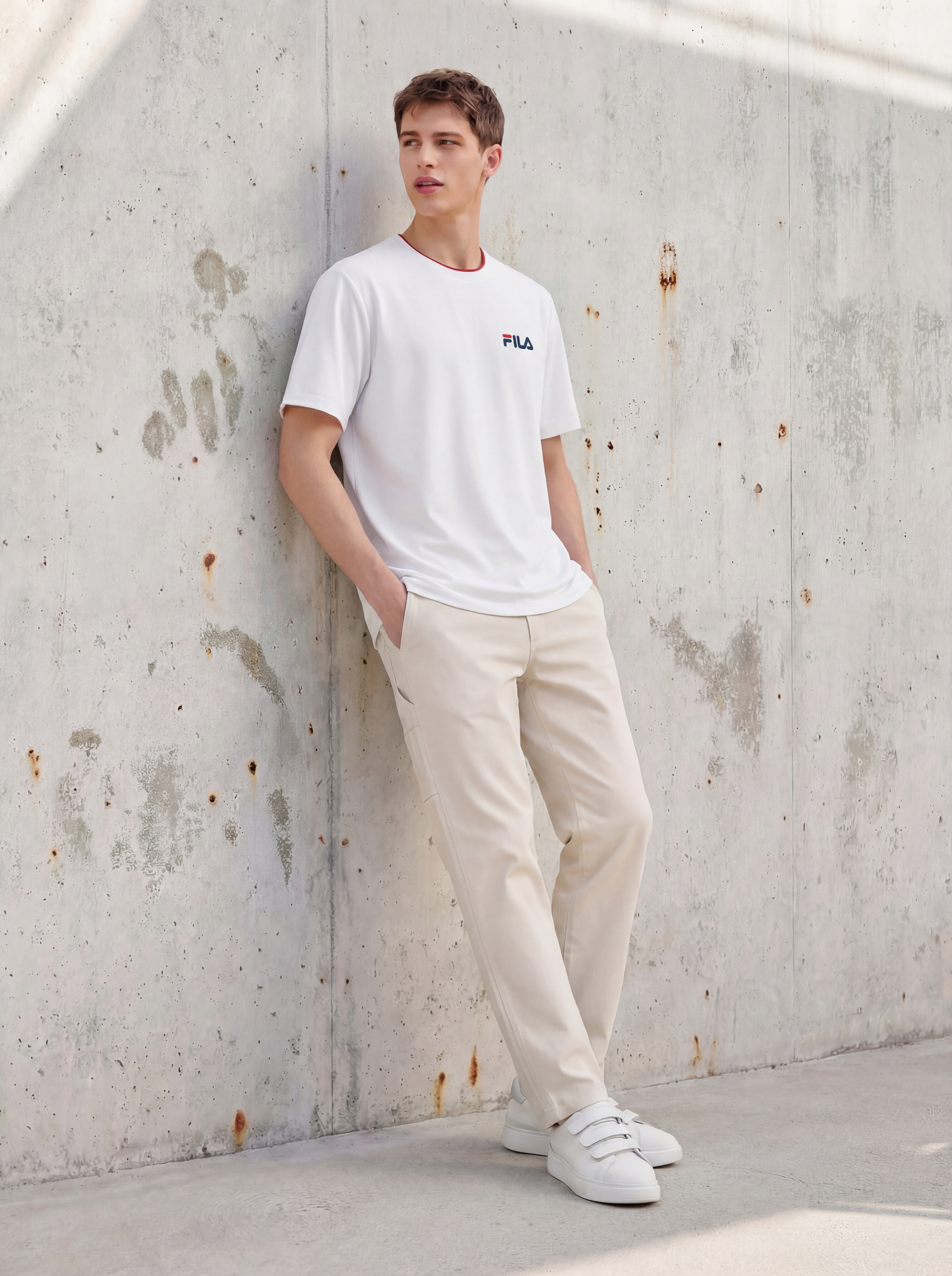 FL009-2026 FILA  Áo thun nam tay ngắn cổ tròn dáng rộng mới