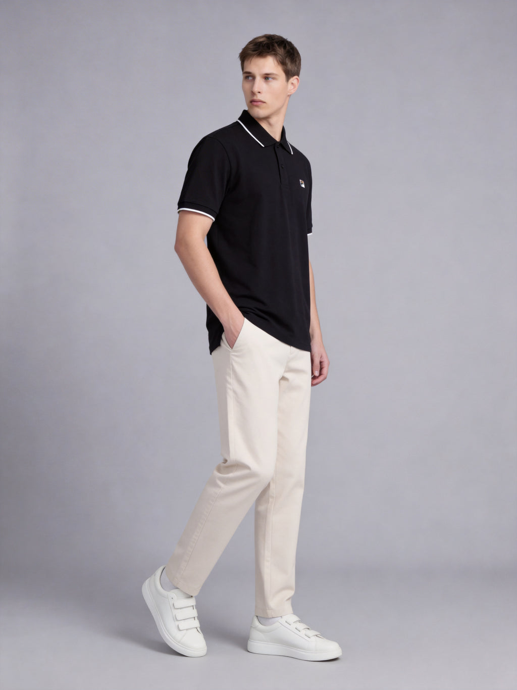 FL008-2026 FILA Men's  Áo Polo thời trang nam phối màu cổ điển