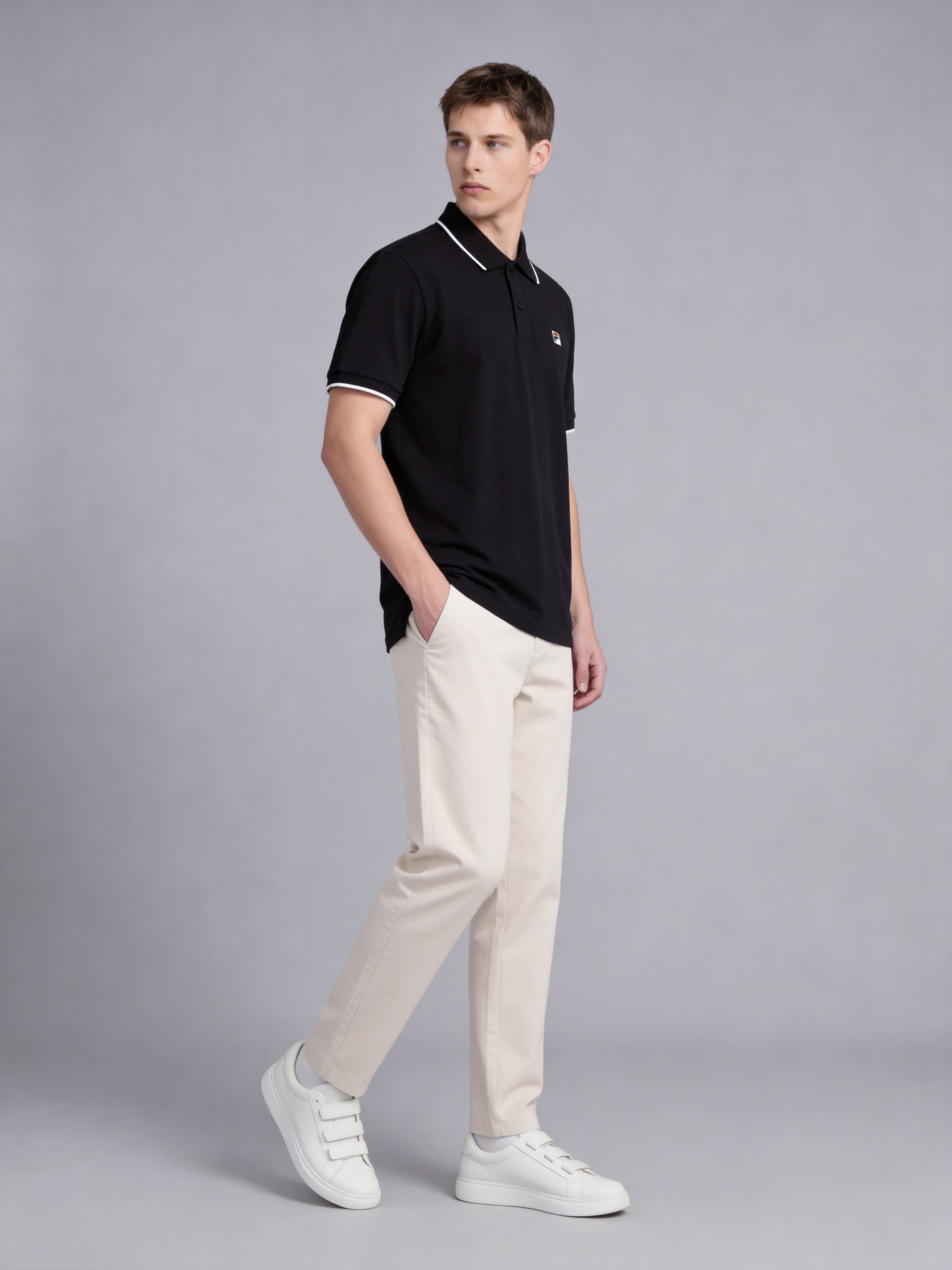 FL008-2026 FILA Men's  Áo Polo thời trang nam phối màu cổ điển