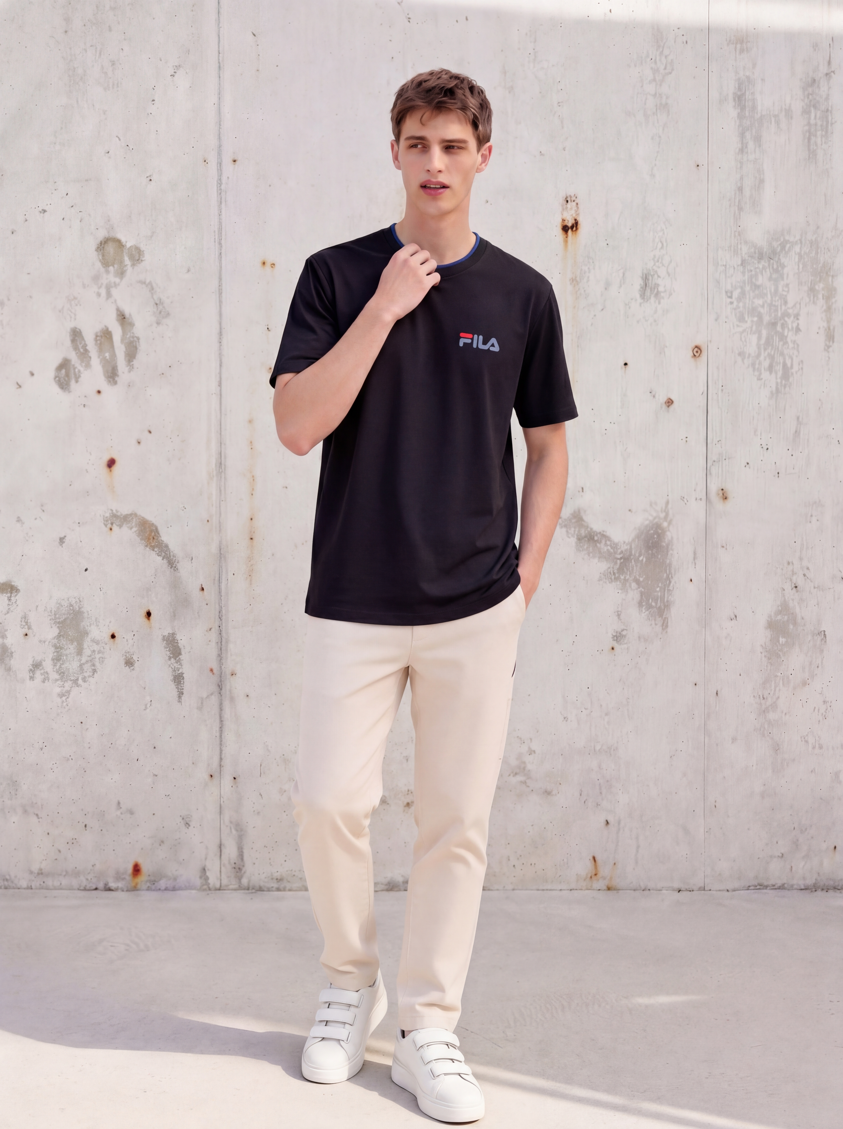 FL009-2026 FILA  Áo thun nam tay ngắn cổ tròn dáng rộng mới